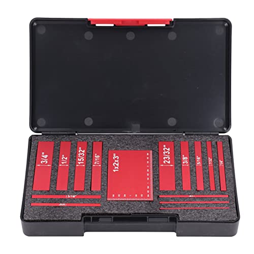 Resefinem 15pcs Setup -Blöcke Gravierte Größe Aluminiumlegierung Hochfestes Höhenhöhe für Holzbearbeitung ideal zum Festlegen der Höhe der Zäune Router Sägen und andere Steische (Red) von Respicefinem