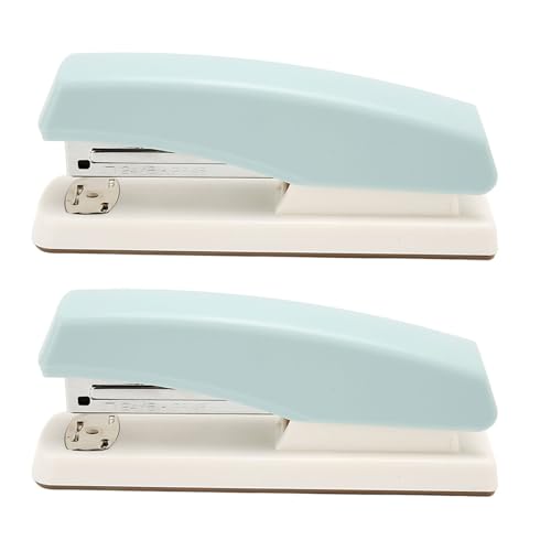 Resefinem 2-Pack nicht rutsches ergonomisches Büro-Hefter-Hefter, die dauerhafte tragbare Schulhärtner für Schüler mit rotierbarem Design und stabiler Basisblau festlegen (Blau) von Respicefinem