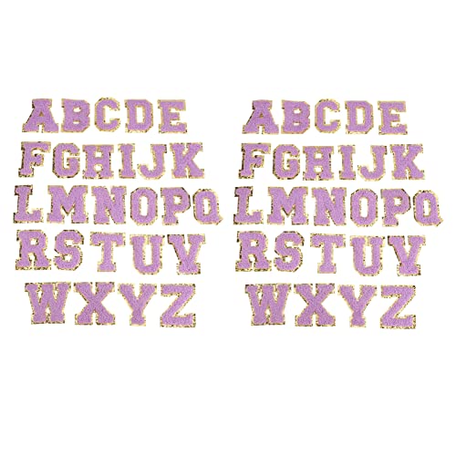 Resefinem 2 Sätze mit 26 Buchstaben -Patches von A bis Z mit lila Goldverkleidung Glitzer für Kleidungshemd -Hemd Ideal für Stoffdekoration Hintergrunddekoration und DIY - von Respicefinem