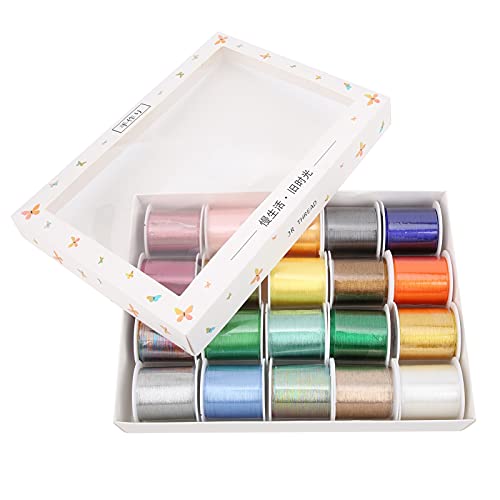 Resefinem 20pcs Polyester Stickwäsche 300meter 20 Farben ideales Nähmaschinen -Kit -Accessoires für Sticken und Nähen von Respicefinem