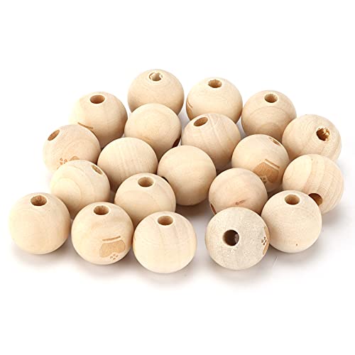 Resefinem 20pcs runde Holzperlen in natürlicher Holzfarbe mit niedlichen Mustern für DIY -Kunsthandwerk Graffiti Dekoration und Geschenkherstellung von Respicefinem