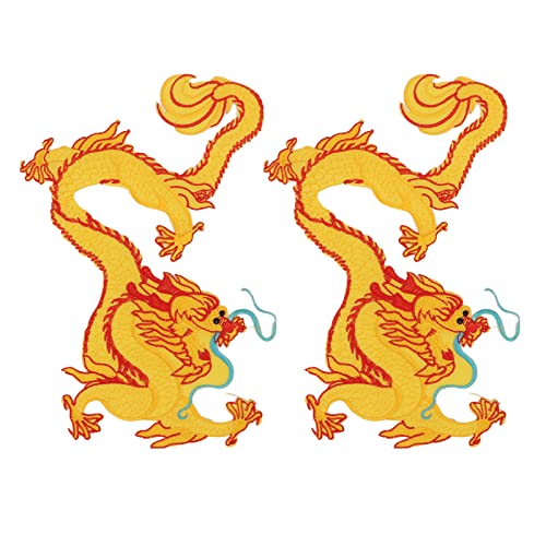 Resefinem 2PCS Yellow Dragon Patch Würde Elegant DIY Crafts ideal für chinesische Drachen Kostüm Jacken Kleidungsstücke und mehr von Respicefinem
