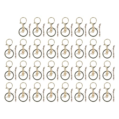 Resefinem 30 -Sets Schlüsselbundringe Deformationswiderstand Farbe Dauer Metallschlüsselkäse mit Kette für DIY -Handwerksanhänger Lanyards Gold ideal für verschiedene (Gold) von Respicefinem