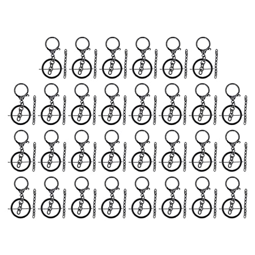 Resefinem 30 -Sets Schlüsselbundringe Deformationswiderstand Farbe Dauer Metallschlüsselkäse mit Kette für DIY -Handwerksanhänger Lanyards Gold ideal für verschiedene (Silberschwarz) von Respicefinem