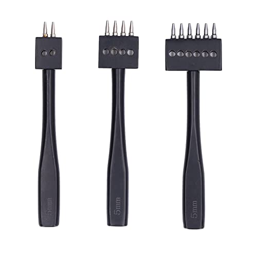 Resefinem 3PCS -Schnellstoff -Punschwerkzeug -Set für Leder -DIY -Hochstärke professionelles Design mit 4 mm 5 mm 6 mm Größen für schnelle und präzise Stanze (5mm) von Respicefinem