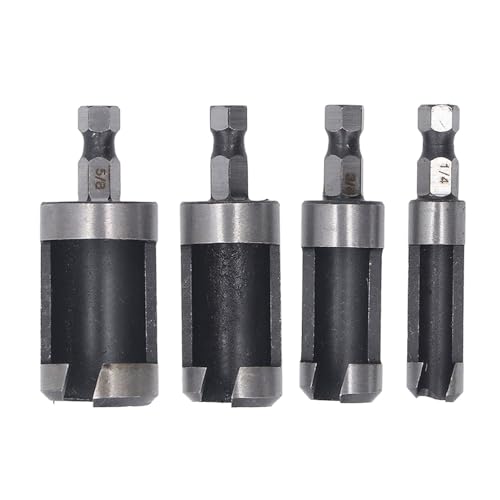 Resefinem 4 Stück Holzstecker -Cutter -Bohrbohrbit mit 1/4 3/8 1/2 5/8 im Außendurchmesser und 1/4 in Hex Shank für Holzbearbeitung Kohlenstoffstahlkonstruktion für verschiedene Resefinem 4 Stück Holzstecker -Cutter -Bohrbohrbit mit 1/4 3/8 1/2 5/8 im Außendurchmesser und 1/4 in Hex Shank für Holzbearbeitung Kohlenstoffstahlkonstruktion für verschiedene von Respicefinem
