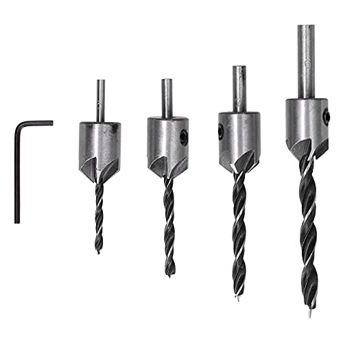 Resefinem 4pcs Countersink -Bohrer -Bit mit 5 Flötenkumpel -Positionierung des Reiswerkzeugs und Sechskantschlüssel Kohlenstoffstahl für Bankbohrer Handbohrer und herkömmliche Resefinem 4pcs Countersink -Bohrer -Bit mit 5 Flötenkumpel -Positionierung des Reiswerkzeugs und Sechskantschlüssel Kohlenstoffstahl für Bankbohrer Handbohrer und herkömmliche von Respicefinem