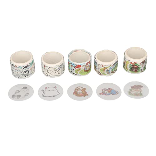 Resefinem 5 Rollen aus Cartoon Papierband Dekorativ Süßes leichtes wasserdichtes Klebeband ideal für DIY -Projekte mit 80 Teilen pro Rolle und einzigartige Muster von Respicefinem