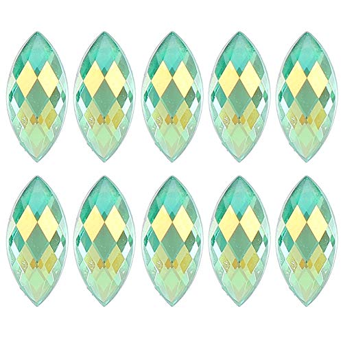 Resefinem 500 Stücke von AB -Pferdaugen -Strasssteinen in hellgrüner Farbe ideal für die DIY -Produktion Diese Acryl -Strass sind 7 x 15 mm und verfügen über flache Rücken ohne von Respicefinem