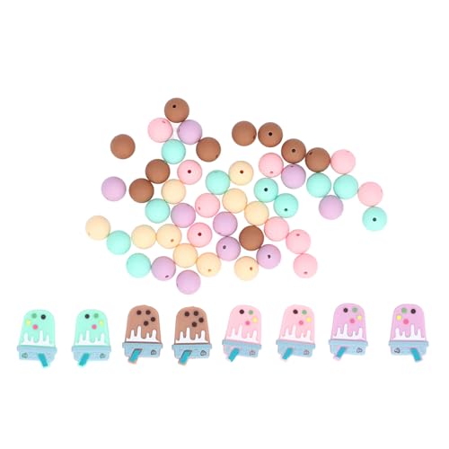 Resefinem 58pcs Silikonperlen Bulk Runde Blase Tee Milch Tee Getränk Flasche Flaschenanhänger für DIY -Schmuck Making Stiftdekorationen Handwerk Schlüsselbund Lanyard Accessoires von Respicefinem