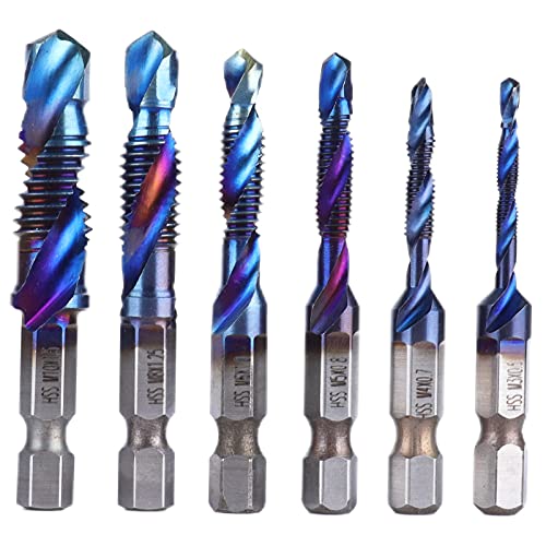 Resefinem 6PCs Spiralkippbohrmaschine Bit mit blauem Schichtschicht Hex -Schaft zum Bohren von Weichmetallen Aluminiumplatten Eisen hochwertiger Hochgeschwindigkeitsstahl für von Respicefinem