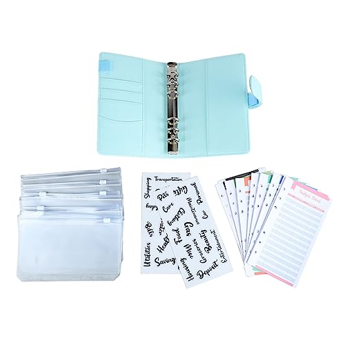 Resefinem A6 PU Notebook Binder mit transparenter Kartentasche und Magnetverschluss 6 Ring Bargeld Budget Binder ideal für Organisator für Innenministeriumsschule und Reisen von Respicefinem