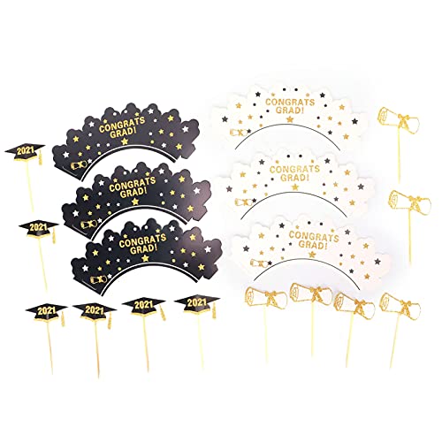 Resefinem Composite Holzkuchen Topper für Abschlussthema Party ideal für Cupcake Ice Cream Fruits Kekse und andere Desserts aus Papier und Bambusstäbchen für Lebensmittelqualität von Respicefinem