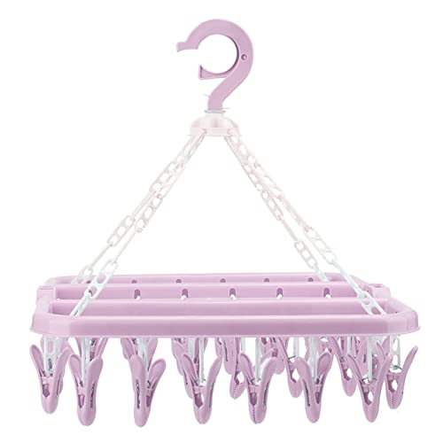 Resefinem Foldable Wäschelkügelchen mit 32 Clips ideal für Camping -Reiseurlaub und Hängen von Socken Unterwäsche BHS -Schal mit 360 -Grad -Rotation Windpron (Rosa) von Respicefinem