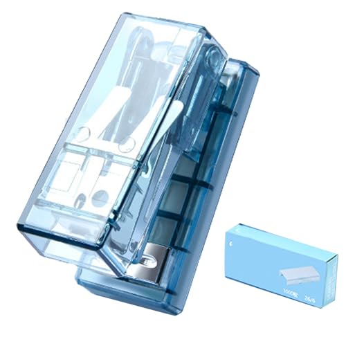Resefinem Mini Stapler niedliche tragbare halbbetriebliche Stahlkonstruktion Sparen Sie Bemühungen Büro Desktop Stapler ideal für die Schule und den Bürogebrauch Weiß (Blue) von Respicefinem