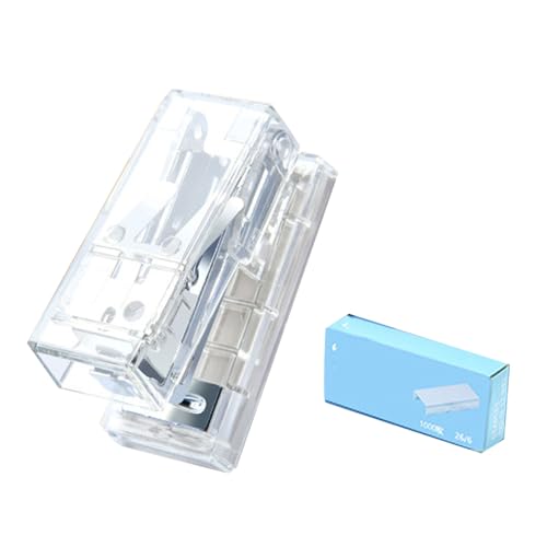 Resefinem Mini Stapler niedliche tragbare halbbetriebliche Stahlkonstruktion Sparen Sie Bemühungen Büro Desktop Stapler ideal für die Schule und den Bürogebrauch Weiß (White) von Respicefinem