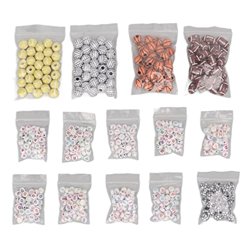 Resefinem Sport Perlen DIY handgefertigtes Acryl -Sportbälle Perlen ideal für Halsketten Armbänder Schlüsselanhänger mit sechs Stilen, darunter Basketball -Fußball -Tennis von Respicefinem