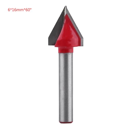 Resefinem Tungsten Stahl Holzbearbeitung CNC Router Bit Sheart V Groove Schneidwerkzeug ideal für Holzbearbeitungsprojekte mit 6 -mm -Schaft und 60 -Grad -Winkel (6*16 mm*60 °) von Respicefinem