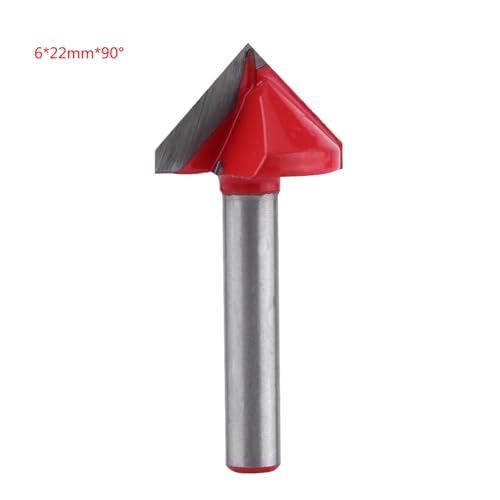 Resefinem Tungsten Stahl Holzbearbeitung CNC Router Bit Sheart V Groove Schneidwerkzeug ideal für Holzbearbeitungsprojekte mit 6 -mm -Schaft und 60 -Grad -Winkel (6*22mm*90) von Respicefinem