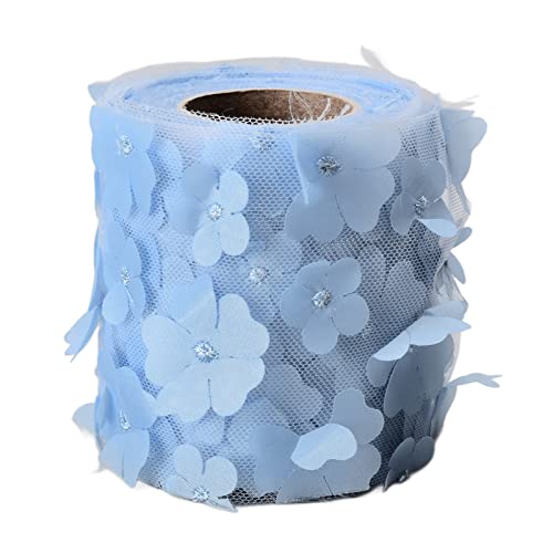 Resefinem exquisit helle schöne Blumen Tüll Rollen 8cm 10yd flexibel für DIY -Projekte mehrere Farben für Hochzeit Ballettrock Machen Sie Puppenherstellung Stickerei Hut machen (Hellblau) von Respicefinem