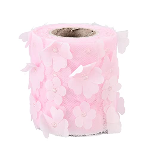 Resefinem exquisit helle schöne Blumen Tüll Rollen 8cm 10yd flexibel für DIY -Projekte mehrere Farben für Hochzeit Ballettrock Machen Sie Puppenherstellung Stickerei Hut machen (Rosa) von Respicefinem