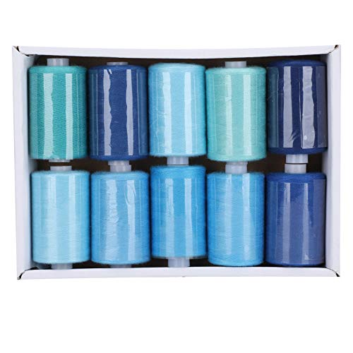 Respice finem 10 Rollen Nähgarn Set für Haushalt und DIY Zubehör 300 Yards mit vier Farben Blau Lila Rot Grün Geeignet Für Dekoration Handwerk Kleidung Produktion (Blue) von Respicefinem