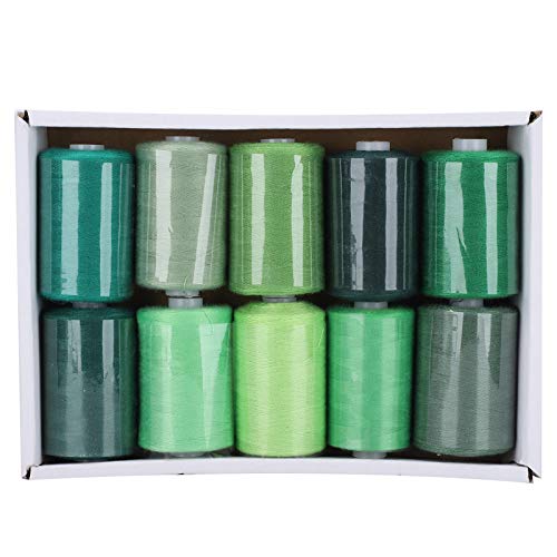 Respice finem 10 Rollen Nähgarn Set für Haushalt und DIY Zubehör 300 Yards mit vier Farben Blau Lila Rot Grün Geeignet Für Dekoration Handwerk Kleidung Produktion (Green) von Respicefinem