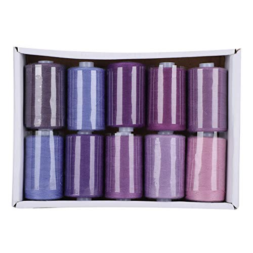 Respice finem 10 Rollen Nähgarn Set für Haushalt und DIY Zubehör 300 Yards mit vier Farben Blau Lila Rot Grün Geeignet Für Dekoration Handwerk Kleidung Produktion (Purple) von Respicefinem