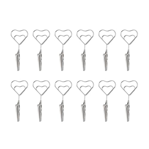 RespiceFinem 12 Pack 2,8 Zoll Doppelköpfe Metall Memo -Clips Legierung Stahlfoto Notizkarte Halter für hängende Display -Home Office Hochzeit Party Dekor Dekor (Herzförmig) von Respicefinem
