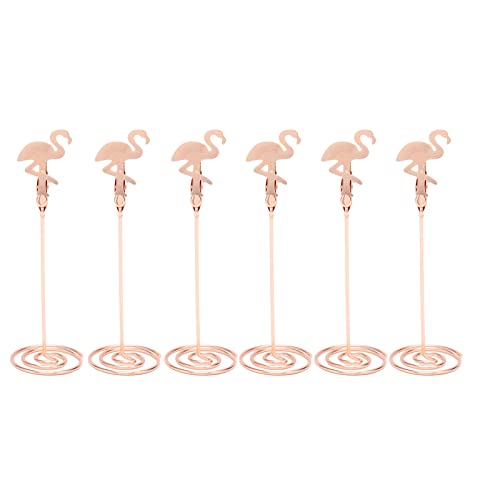 RespiceFinem 24 PCs Tischkarte Halter Roségold Flamingo -Form robuste Clips ideal zum Halten von Tischnummern Fotos und mehr aus Eisen gemacht von Respicefinem