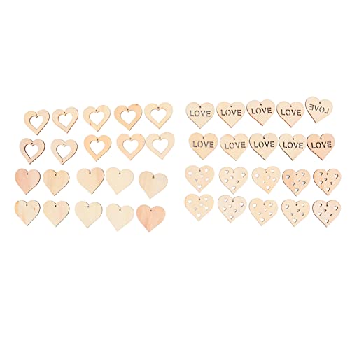 RespiceFinem 40pcs unfertigte gemischte Herzform natürliche rustikale Holzstücke ideal für Kunsthandwerk Lesezeichen Geschenketiketten und Dekoration von Respicefinem