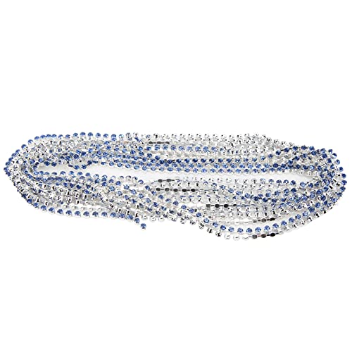 RespiceFinem 5 Meter rund Strassklauenkette Starke Praktikabilität glänzend farbenfrohes Ideal für DIY -Kleidungsdekoration Dunkelgrün (Hellblau Silberboden) von Respicefinem
