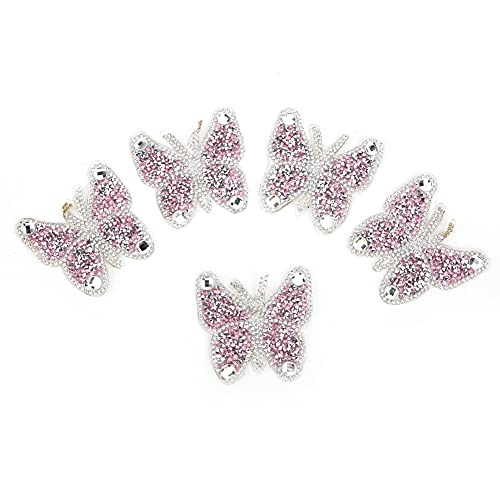 RespiceFinem 5pcs Strass Stoffflecken Sticker Aufkleber Heiße Schmelze Kleber Anwendung Dekor für Kleidung Schals Tuchsbeutel Vorhänge Bettlaken Tischdecken Schuhe und Hüte in (Rosa) von Respicefinem