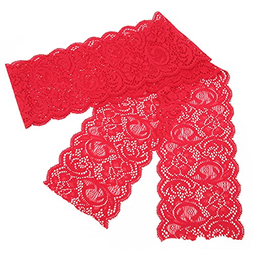 RespiceFinem schwarzes Spitzenband rot 10 Yards 3 9in breit elastisches, einzigartiges hautfreundlicher Spitzenverkleidung ideal für Dekorationen Nähen DIY (Rot) von Respicefinem