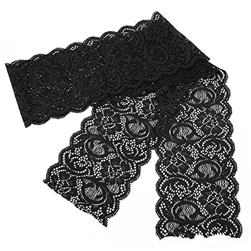 RespiceFinem schwarzes Spitzenband rot 10 Yards 3 9in breit elastisches, einzigartiges hautfreundlicher Spitzenverkleidung ideal für Dekorationen Nähen DIY (Schwarz) von Respicefinem