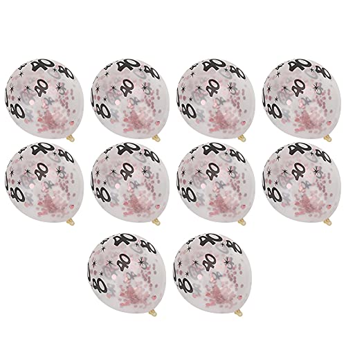 Respicefinem 10 Pieces Latex Transparent Balloons With Number 40 Pattern For Birthday Party And Wedding Anniversary Decor Silver Sequin Ideal For Weddings Parties Birthdays (Rose gold confetti balls) von Respicefinem