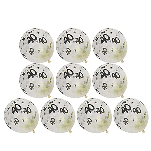 Respicefinem 10 Pieces Latex Transparent Balloons With Number 40 Pattern For Birthday Party And Wedding Anniversary Decor Silver Sequin Ideal For Weddings Parties Birthdays (Silver confetti balls) von Respicefinem