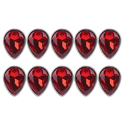 Respicefinem 10 Stück aufnähebare Strasssteine, stilvolle, hellkantige Krallen-Strasssteine ​​für selbstgemachte, handgefertigte Dekoration. Leuchtend rotes Glas reflektiert (Rot) von Respicefinem