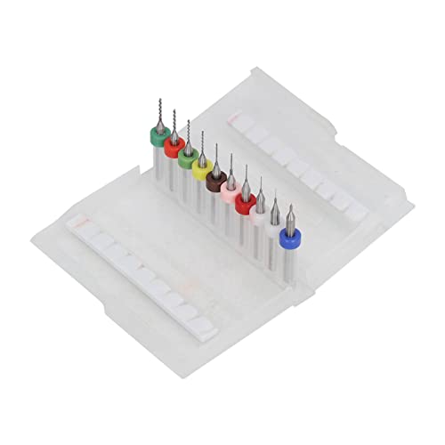 Respicefinem 10-teiliges Spiralbohrer-Set mit 1/8-Zoll-Schaft, Wolframstahl, starker Abrieb, hohe Härte, Bohrer zum Bohren, Schnitzen, Bernstein, Wachs, Leiterplatten, (0.1-1.0mm) von Respicefinem
