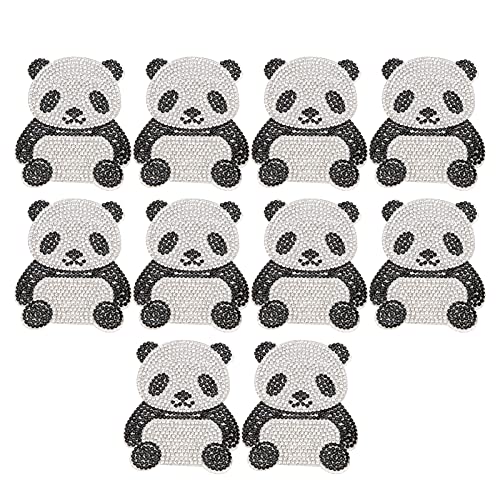Respicefinem 10Pcs Rhinestone Patch Iron On Crystal Applique Cartoon Decoration for DIY Craft Featuring Rainbow Horse Panda and Bowknot Designs Ideal for Clothes Pillow Shoes (Panda) von Respicefinem
