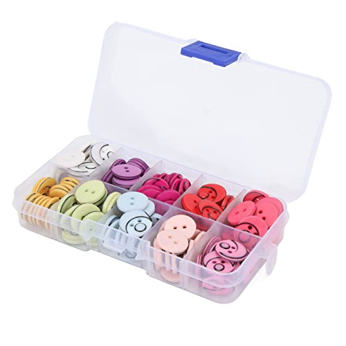 Respicefinem 150 Stück 15 mm große farbige Harzknöpfe mit 2 Löchern, ideal für Kinderkleidung, Dekoration und DIY-Bastelprojekte von Respicefinem