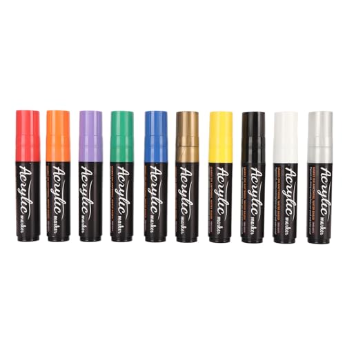Respicefinem 15mm Fiber Tips Acrylic Paint Marker 10 Colors DIY Quick Drying Paint Marker Pens Ideal for Rock Painting Paper Canvas Wood Metal Glass Ceramic Plastic and More Respicefinem 15mm Fiber Tips Acrylic Paint Marker 10 Colors DIY Quick Drying Paint Marker Pens Ideal for Rock Painting Paper Canvas Wood Metal Glass Ceramic Plastic and More von Respicefinem