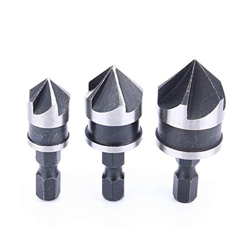 Respicefinem 3 Piece 4 Hex 12 16 19mm Countersink Bore Set for Wood And Metal Bit Suitable For Sinking 90 Degree Holes Heat Treated Carbon Steel Blades Respicefinem 3 Piece 4 Hex 12 16 19mm Countersink Bore Set for Wood And Metal Bit Suitable For Sinking 90 Degree Holes Heat Treated Carbon Steel Blades von Respicefinem
