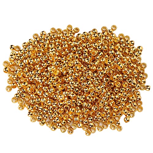 Respicefinem 500 Stück 2mm Goldene Perlen aus Messing Perlen Gold für DIY Armbänder Ohrringe Schmuckherstellung Quetschperlen für kreative Projekte Respicefinem 500 Stück 2mm Goldene Perlen aus Messing Perlen Gold für DIY Armbänder Ohrringe Schmuckherstellung Quetschperlen für kreative Projekte von Respicefinem