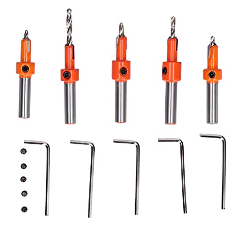 Respicefinem 5Pcs Countersink Drill Bit Set High Hardness Strong Cutting Force Durable Wood Drill Ideal for Carpentry DIY Household General Construction And Engineering Use Respicefinem 5Pcs Countersink Drill Bit Set High Hardness Strong Cutting Force Durable Wood Drill Ideal for Carpentry DIY Household General Construction And Engineering Use von Respicefinem