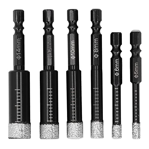 Respicefinem 6-teiliges Set Trockendiamantbohrer, ideal für Porzellan, Keramik, Granit, Marmor und Mauerwerkslöcher, mit Multifunktionsbohrer, rutschfest, breite Anwendung und von Respicefinem
