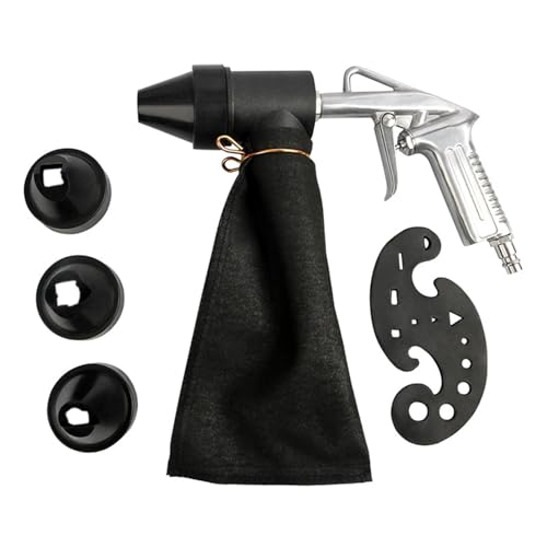 Respicefinem 6-teiliges pneumatisches Sandstrahlmaschinen-Set, Hand-Sandstrahlmaschine mit 450-ml-Sandstrahlbeutel, Sandstrahlwerkzeug zum Entfernen, Sandstrahlen, Polieren und (EU style connector) von Respicefinem