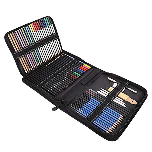 Respicefinem 72-teiliges Skizzier-, Zeichen-, Buntstift- und Radiergummi-Set mit tragbarer Tragetasche, ideal für professionelle Künstler, bietet eine große Auswahl an Farben, Respicefinem 72-teiliges Skizzier-, Zeichen-, Buntstift- und Radiergummi-Set mit tragbarer Tragetasche, ideal für professionelle Künstler, bietet eine große Auswahl an Farben, von Respicefinem