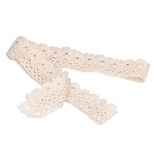 Respicefinem Baumwoll-Spitzenband, 20 Yards lang, 2,5 cm breit, exquisiter Besatz für Vorhänge, Kleidung, Tischdecken und Geschenkdekoration in der Farbe Beige (Beige) von Respicefinem