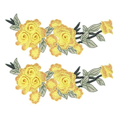 Respicefinem Bestickter Aufnäher, Blumen-Baumwolle, Umweltschutz, einzigartiges DIY-Kleidungszubehör für Westen und Hüte (Gelb) von Respicefinem